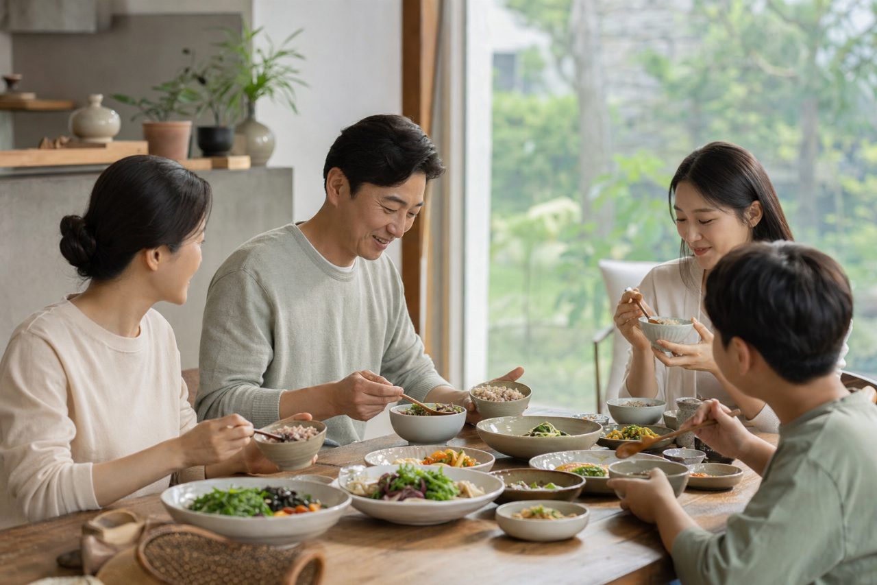 통곡물이 활용된 다양한 요리의 한 상차림