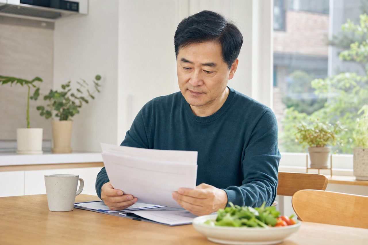 건강검진 결과지를 꼼꼼히 살펴보는 것이 중요하다.